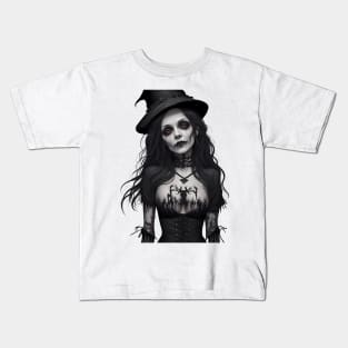 Gothic witch with hat Kids T-Shirt